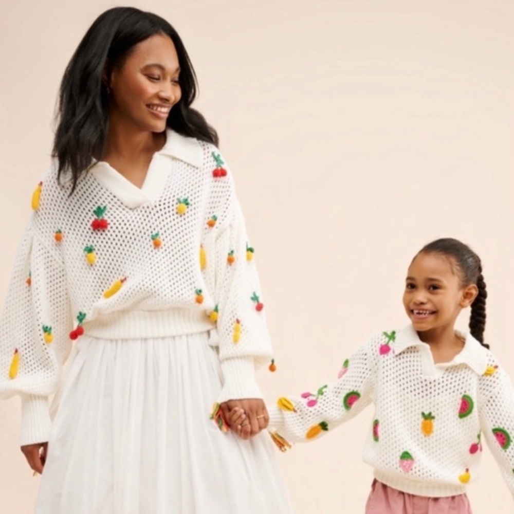 FARM RIO GIRLS CROCHET FRUIT SWEATER